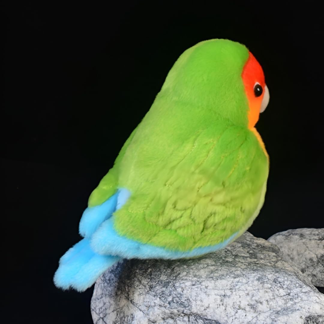 POPOTATO Realistic Green Peach Parrot Plush