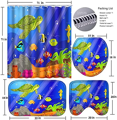 Poedist 4Pcs Bathroom Set Under The Sea Design