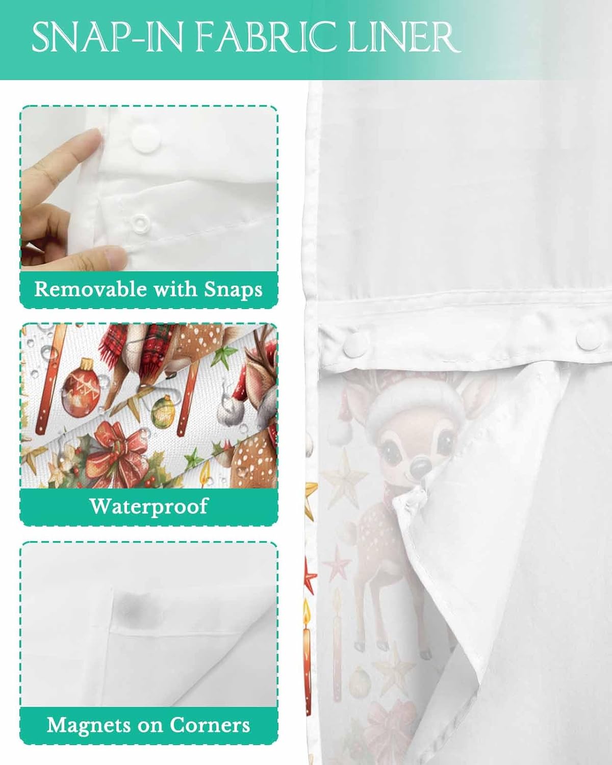 Luxury Touch Waterproof Shower Curtain with Window