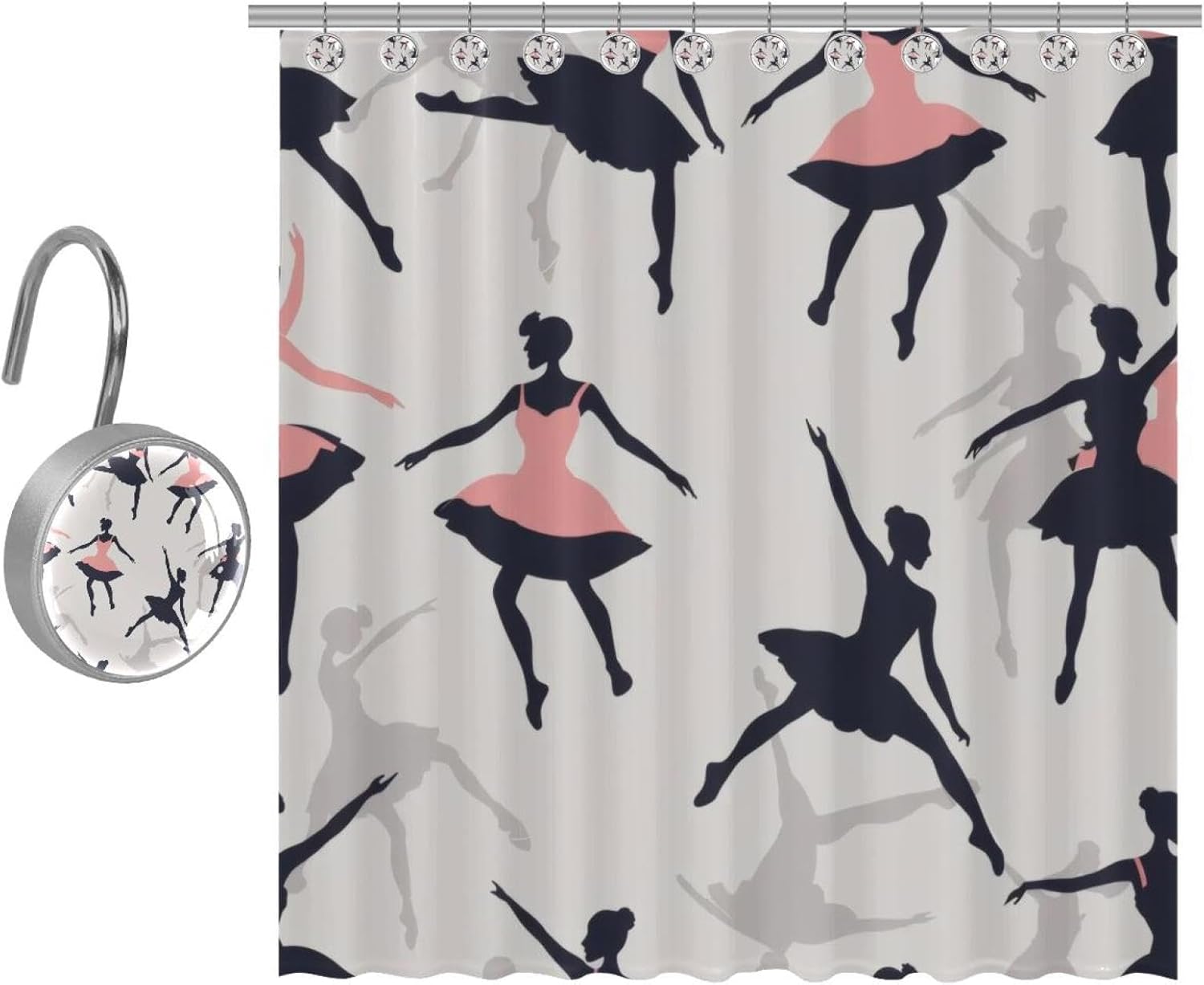 Stunning 48x72 inch shower curtain set with 9 stainless steel hooks by VAPOKF