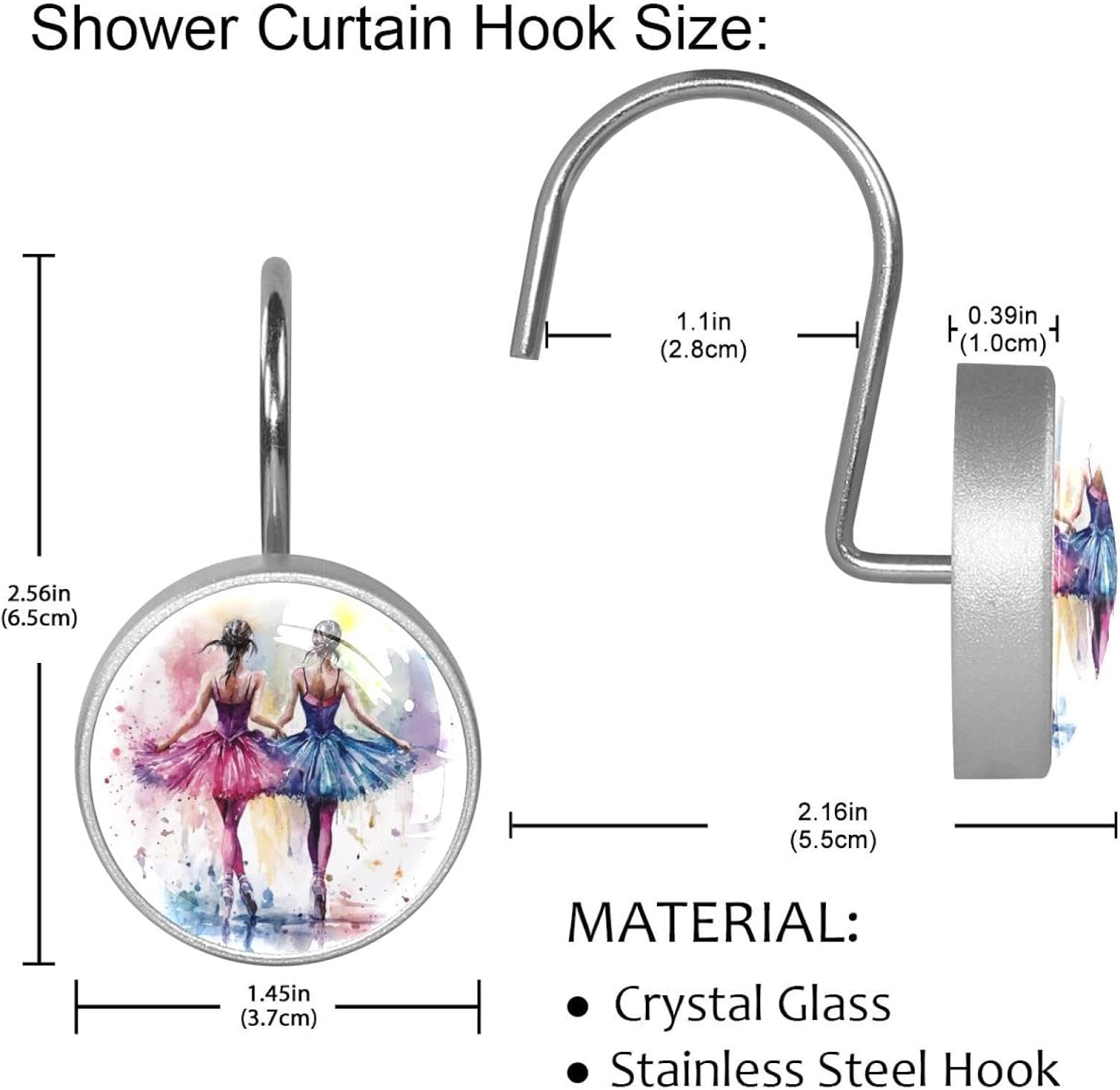 Dancing Ballet Girls Print Stainless Steel 72x72 inches Water Resistant Fast Drying