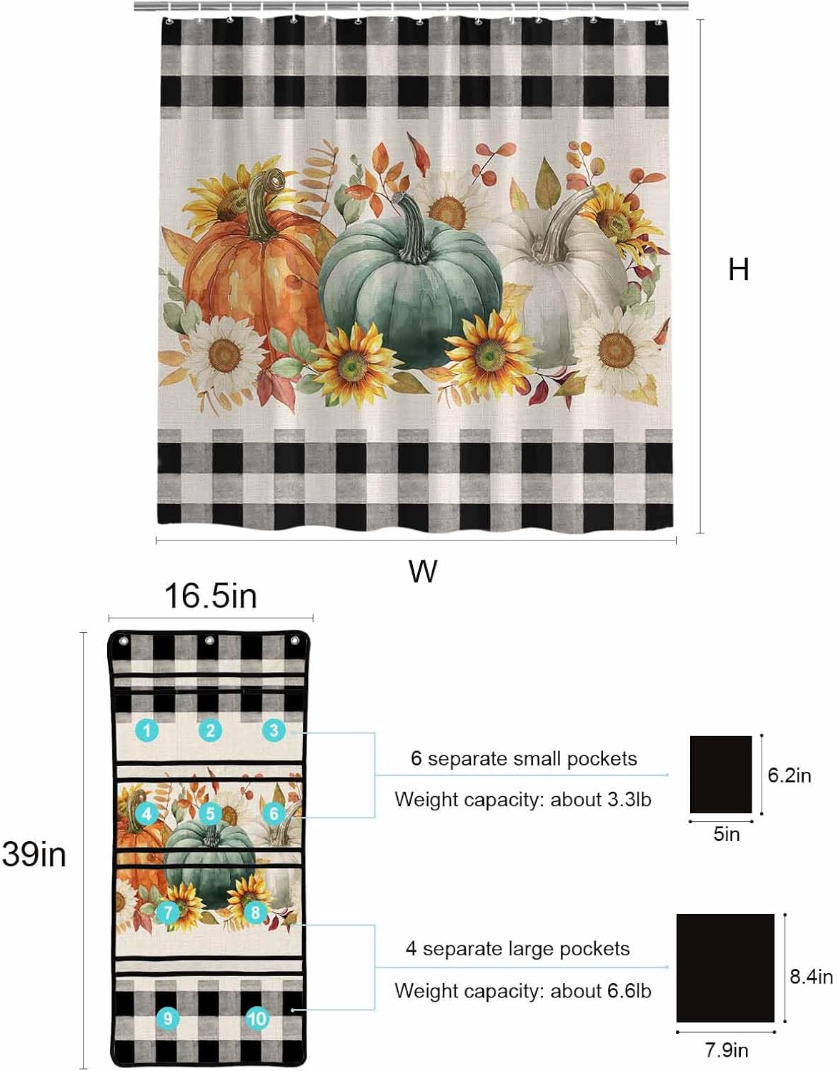 Luxurious Mesh Shower Organizer with 10 Pockets and Waterproof Fabric