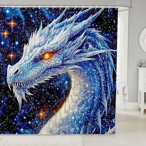 Stunning Feelyou White Dragon Bath Curtain 72x72