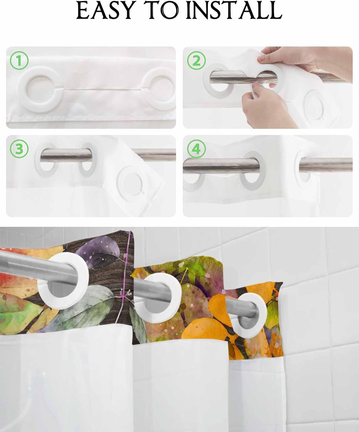Autumn Inspired No-Thumb Bathroom Curtain Set