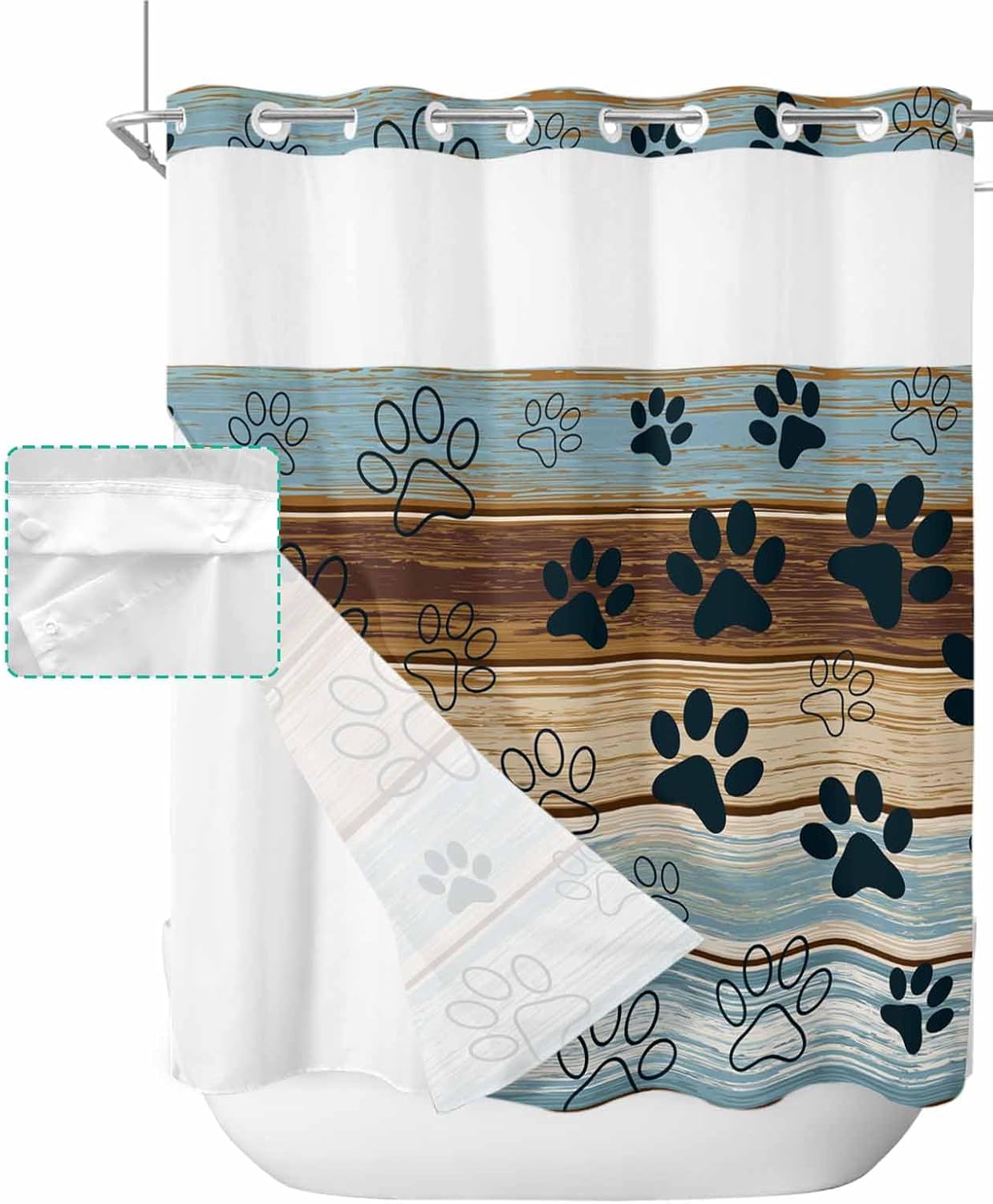 No-Hook Bathroom Shower Curtain