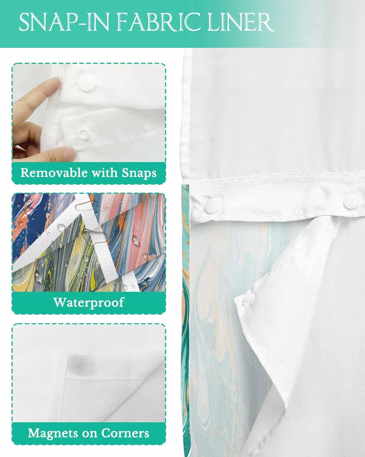 Modern No-Hook Shower Curtain Set