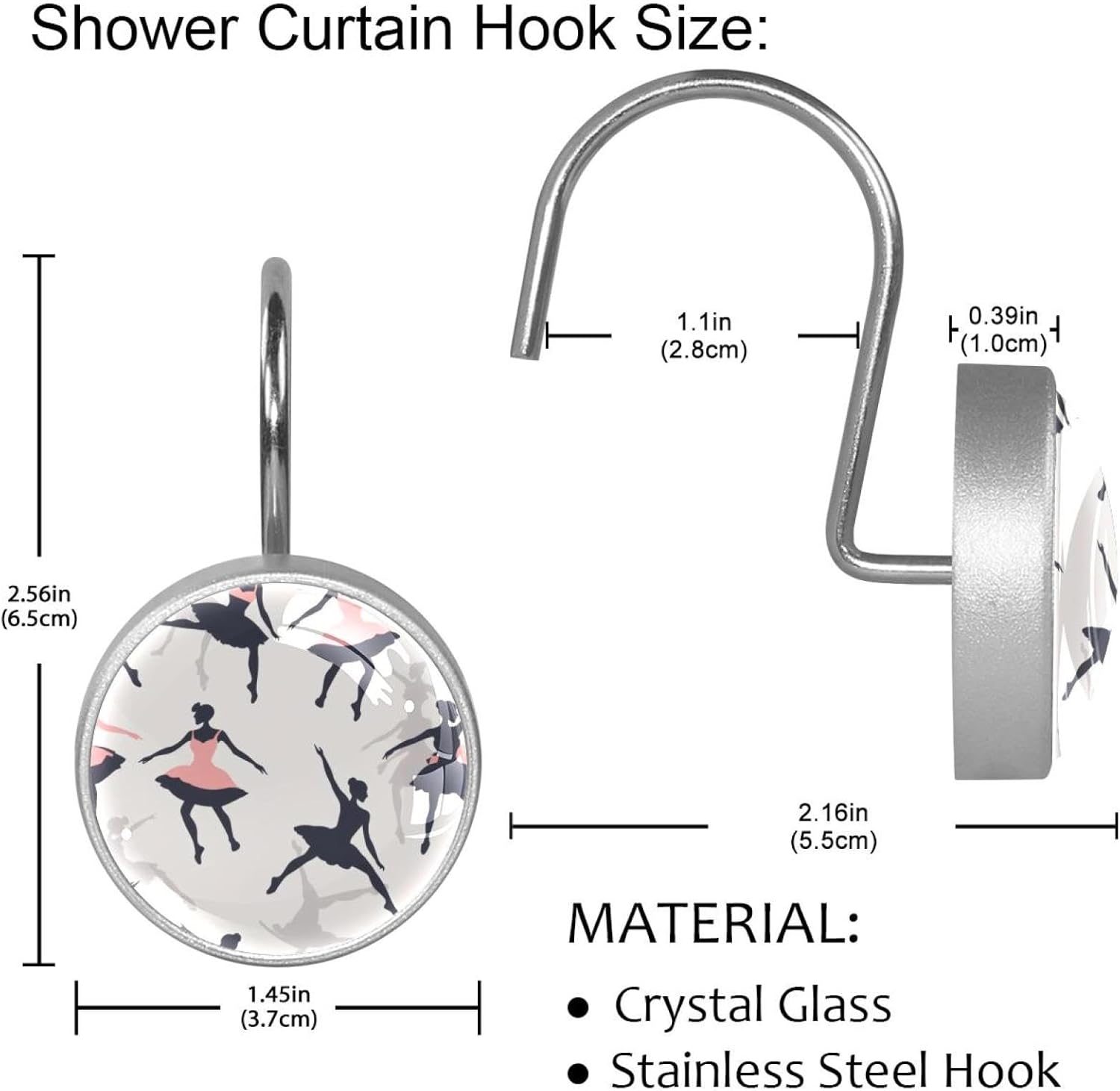 Stunning 48x72 inch shower curtain set with 9 stainless steel hooks by VAPOKF