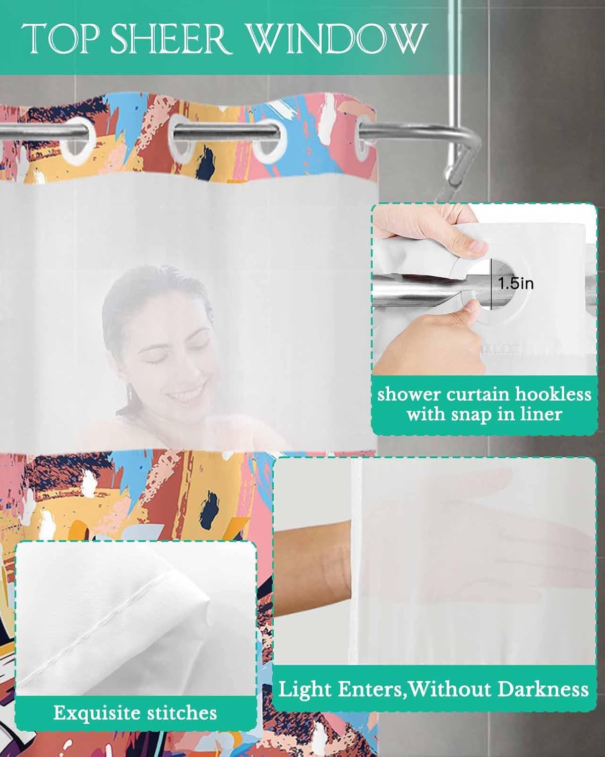No Hook Cloth Fabric Showers - Waterproof Stylish