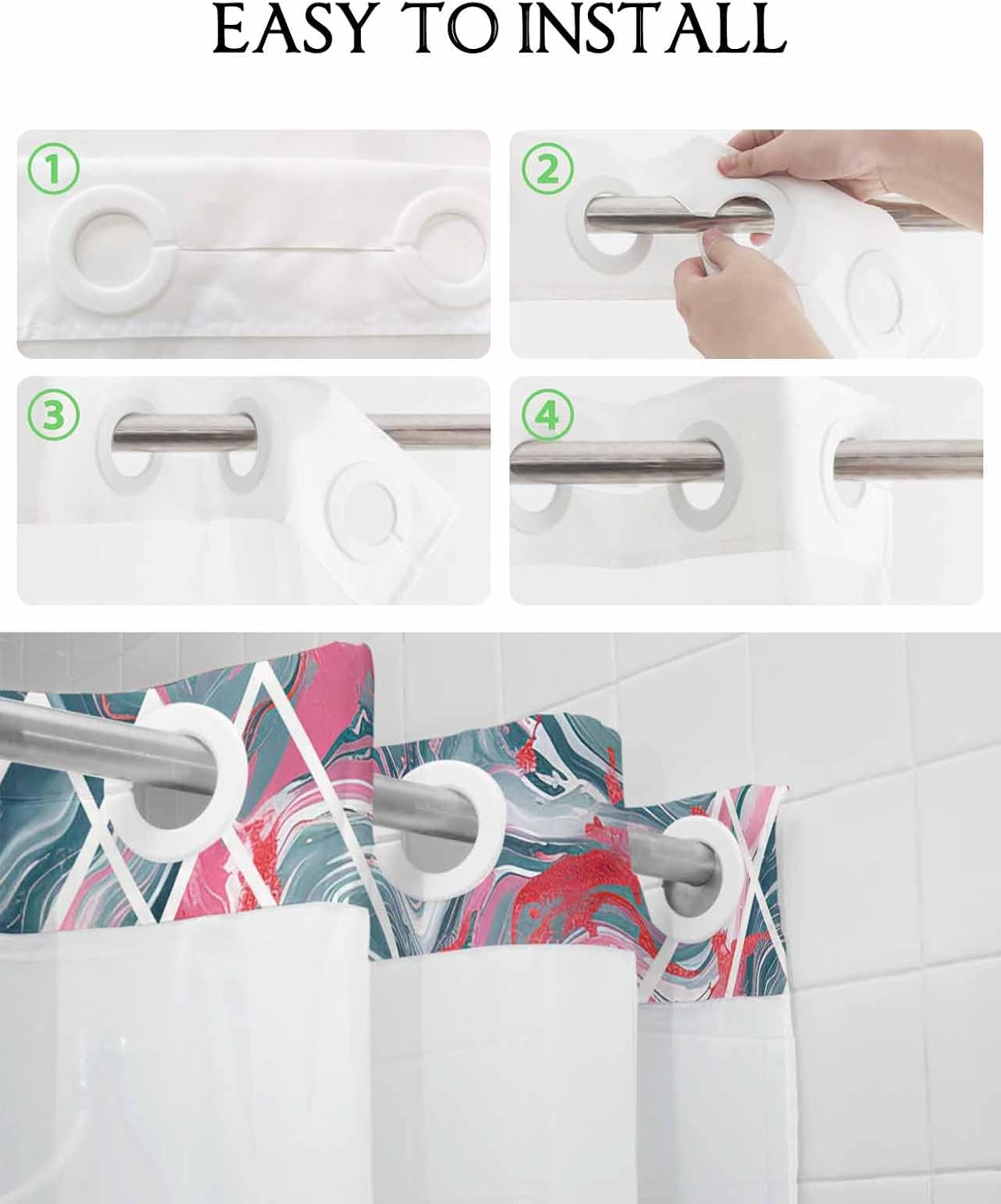 TocaHome No Hook Shower Curtain Set