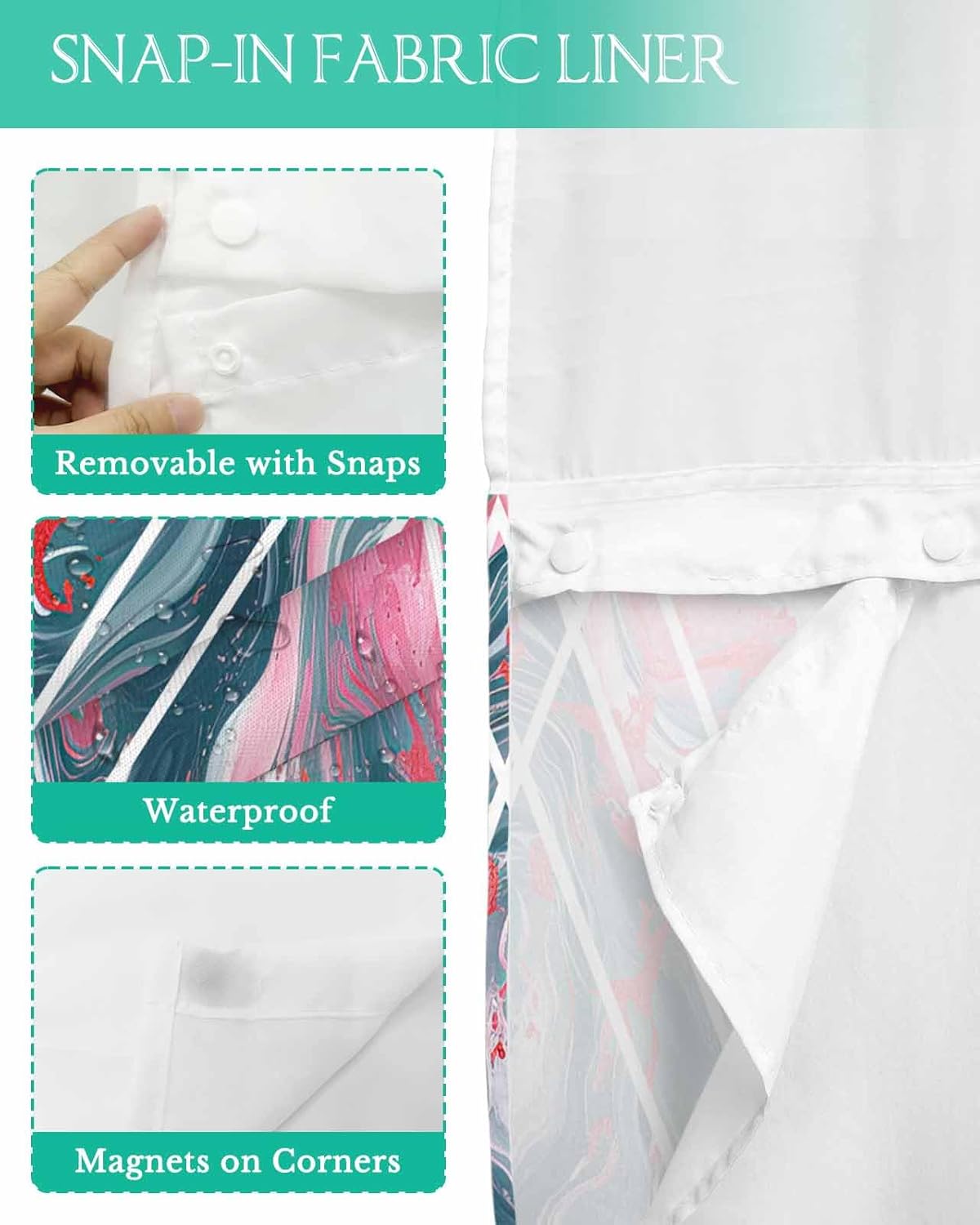 TocaHome No Hook Shower Curtain Set