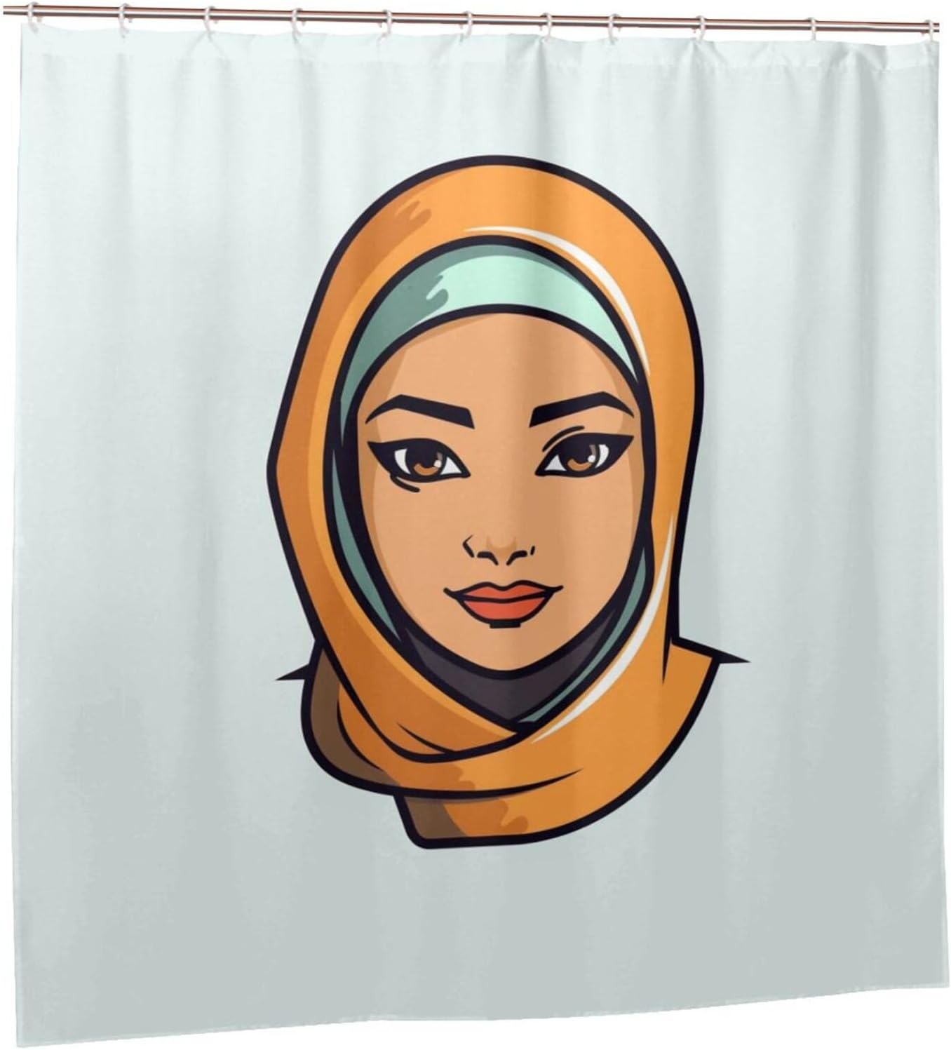 Cartoon Girl Minimalism Boho Shower Curtain Set