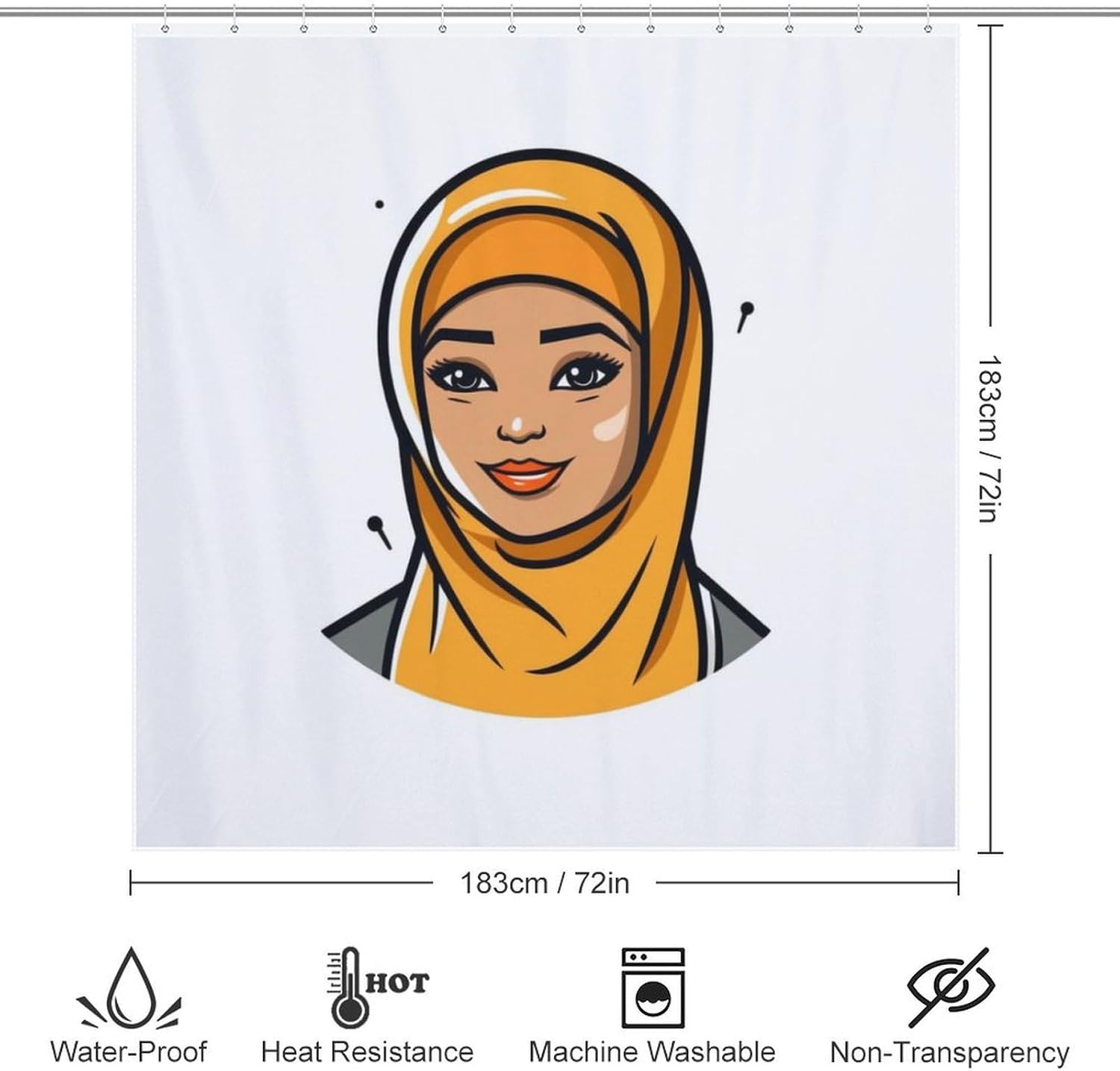 Cartoon Girl Boho Minimalistic shower curtain set