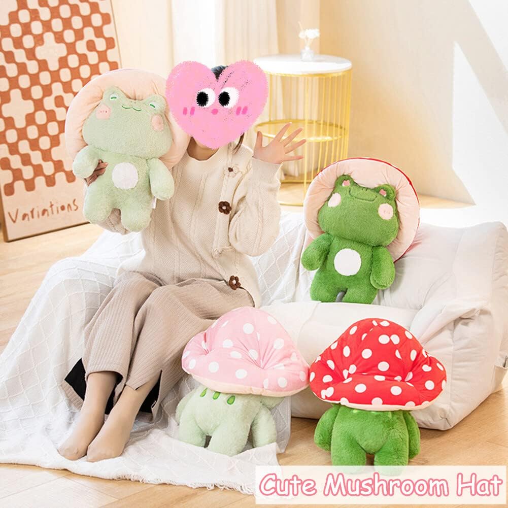 Cute Frog Red Hat Plush Pillow
