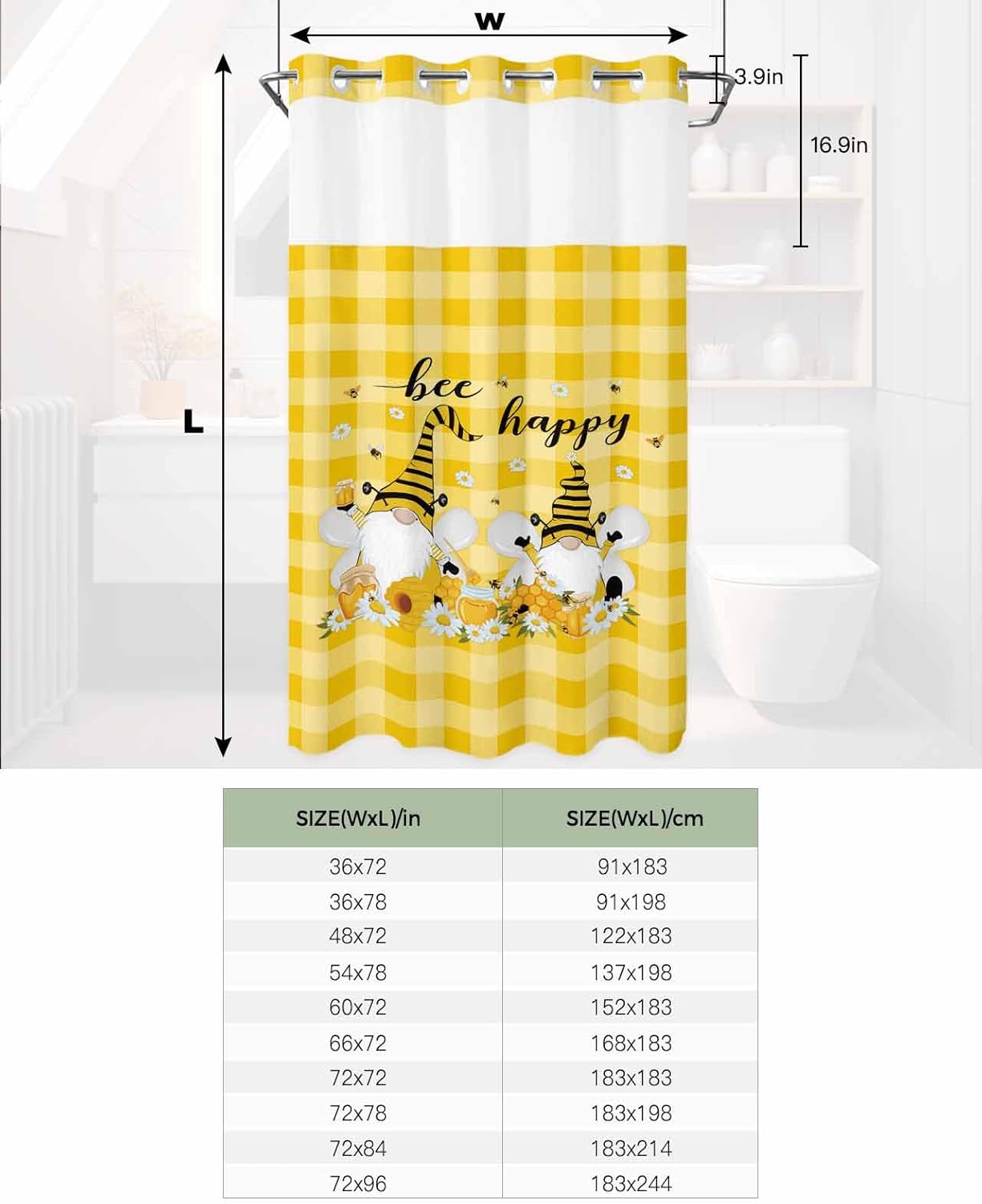 TocaHome No Hook Shower Curtain with Snap Liner Set