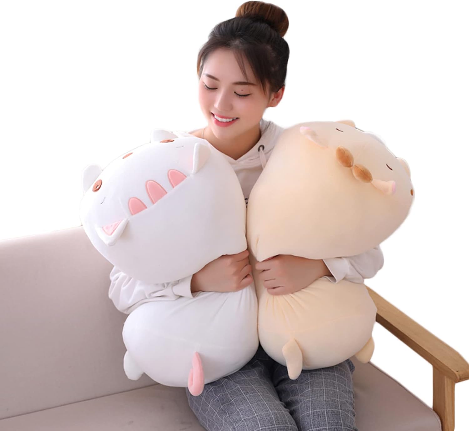 Soft White Cat Plush Pillow 335 Inch Cylindrical Stuffed Animal Toy