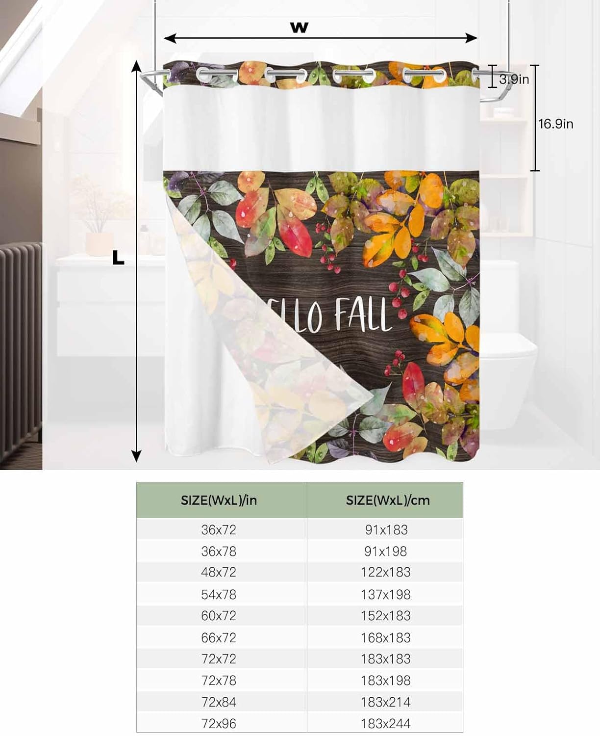 Autumn Inspired No-Thumb Bathroom Curtain Set