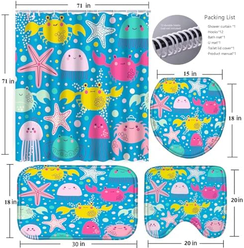 4-Piece Bathroom Set for Kids Ocean Octopus Design