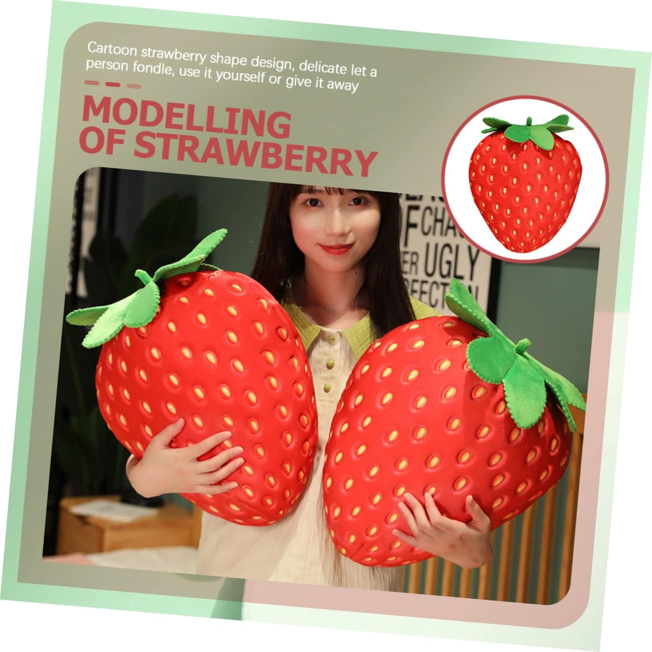 Kisangel Stuffed Strawberry Plush Pillow