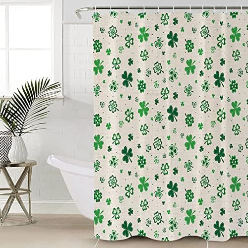 St Patricks Day shamrock waterproof shower curtain set