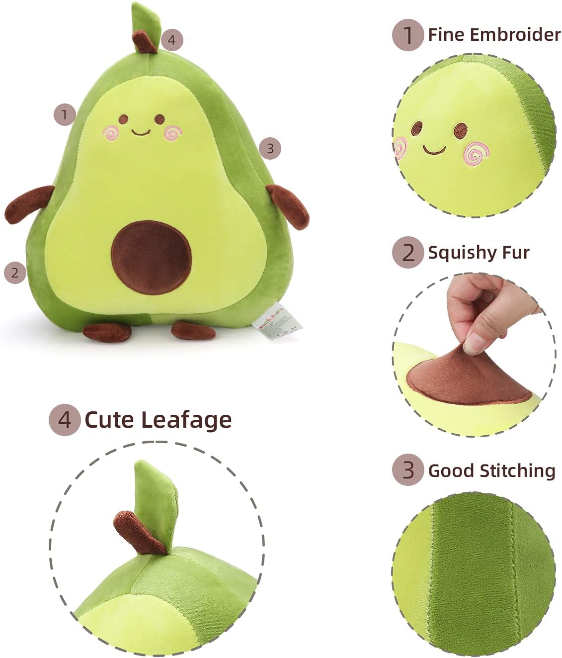 Niuniu Daddy 173 Avocado Plush Pillow for Kids
