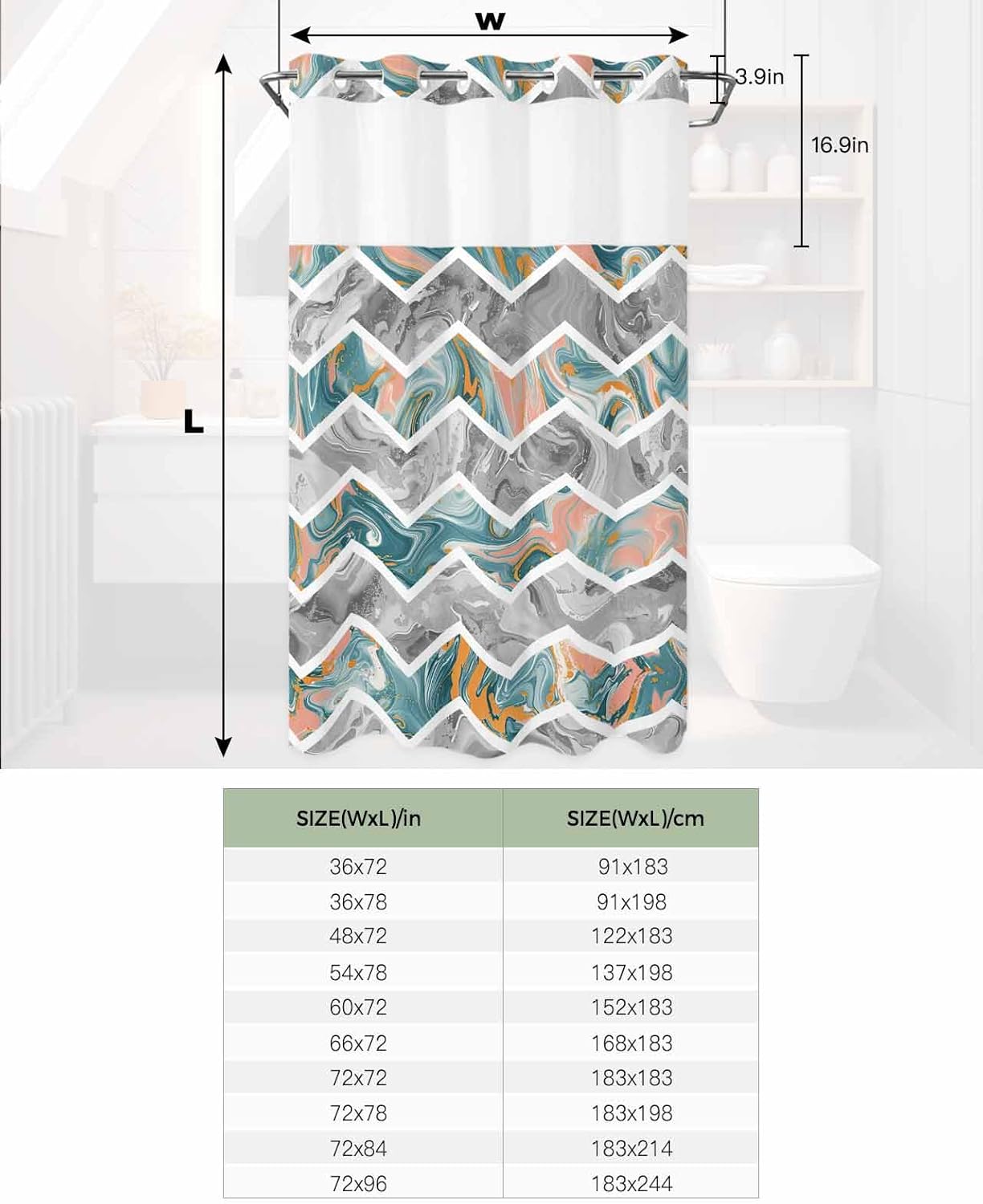 Stunning No-Hook Shower Curtain with See-Through Top for Bathrooms