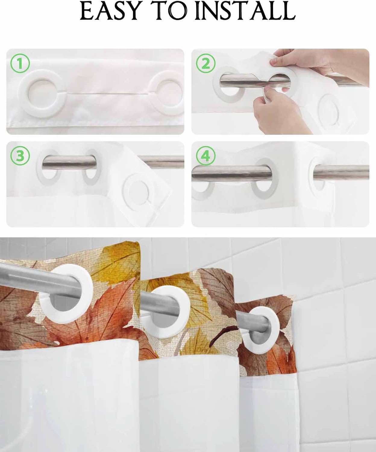 TocaHome Fall Orange Red Maple Leaf Shower Curtain Set