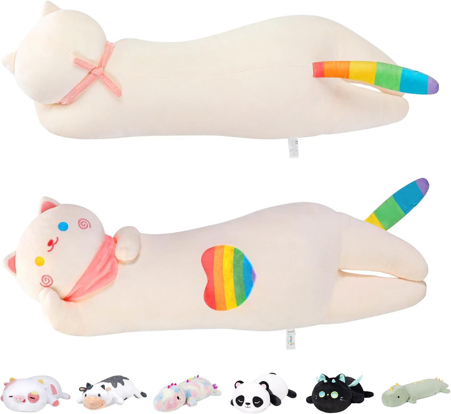 Rainbow Cat Plush Pillow Soft Ergonomic Perfect for Relaxation