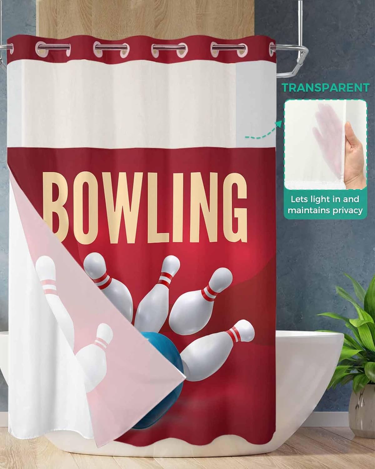 TocaHome Sports Theme Shower Curtain with Snap Liner 48x72 Inches