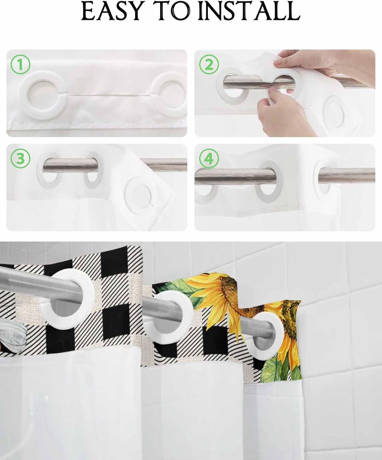 Stunning Bathroom shower curtains Red Truck Pull Sunflowers Waterproof Unique Design