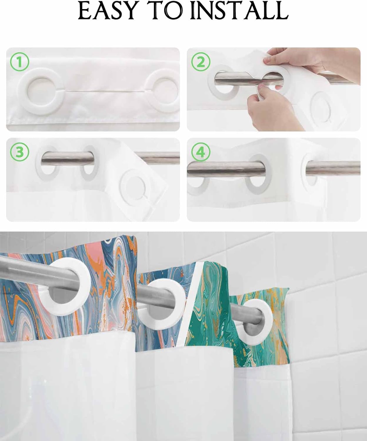 Modern No-Hook Shower Curtain Set