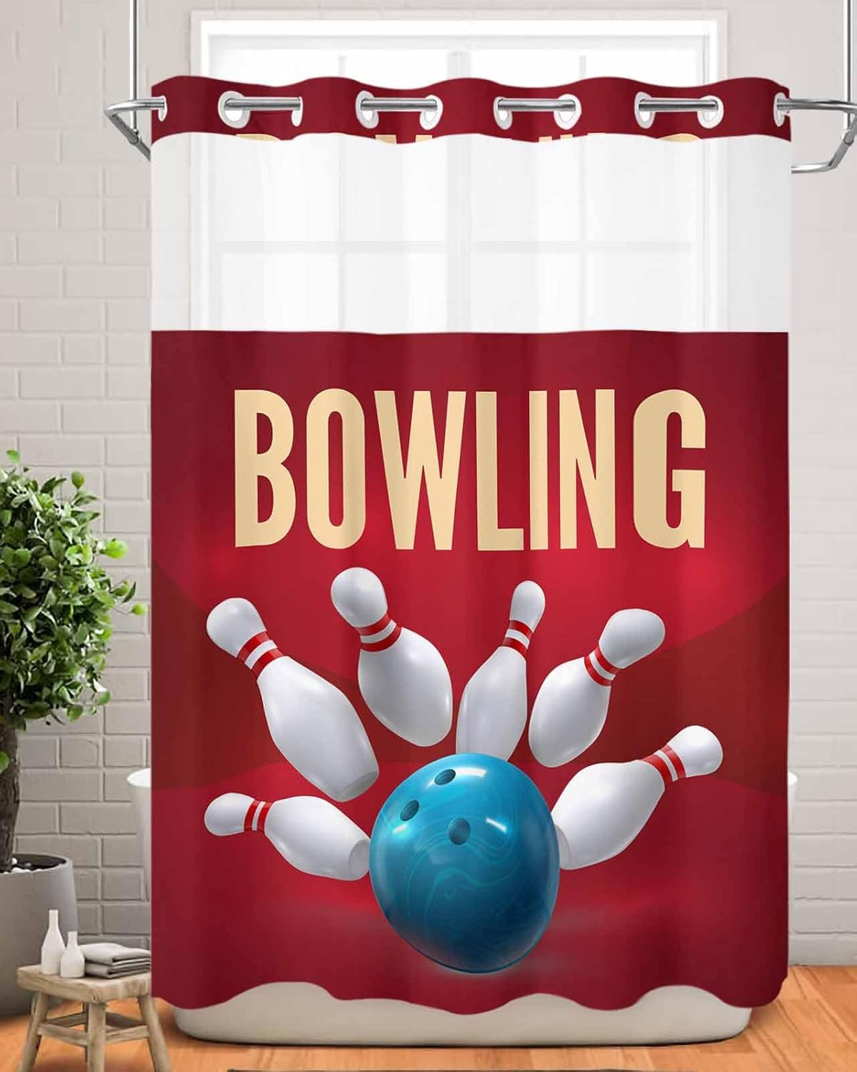 TocaHome Sports Theme Shower Curtain with Snap Liner 48x72 Inches