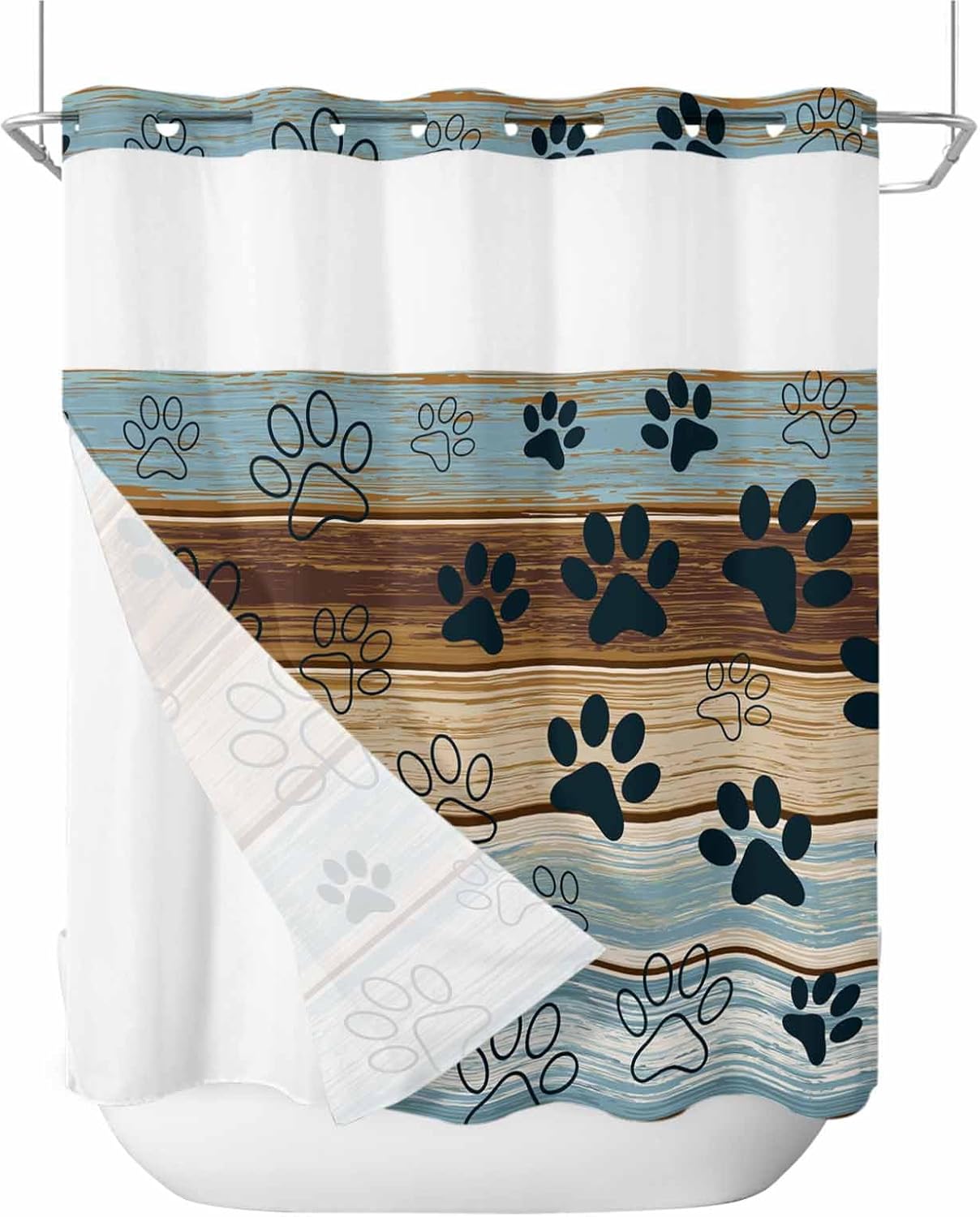 No-Hook Bathroom Shower Curtain