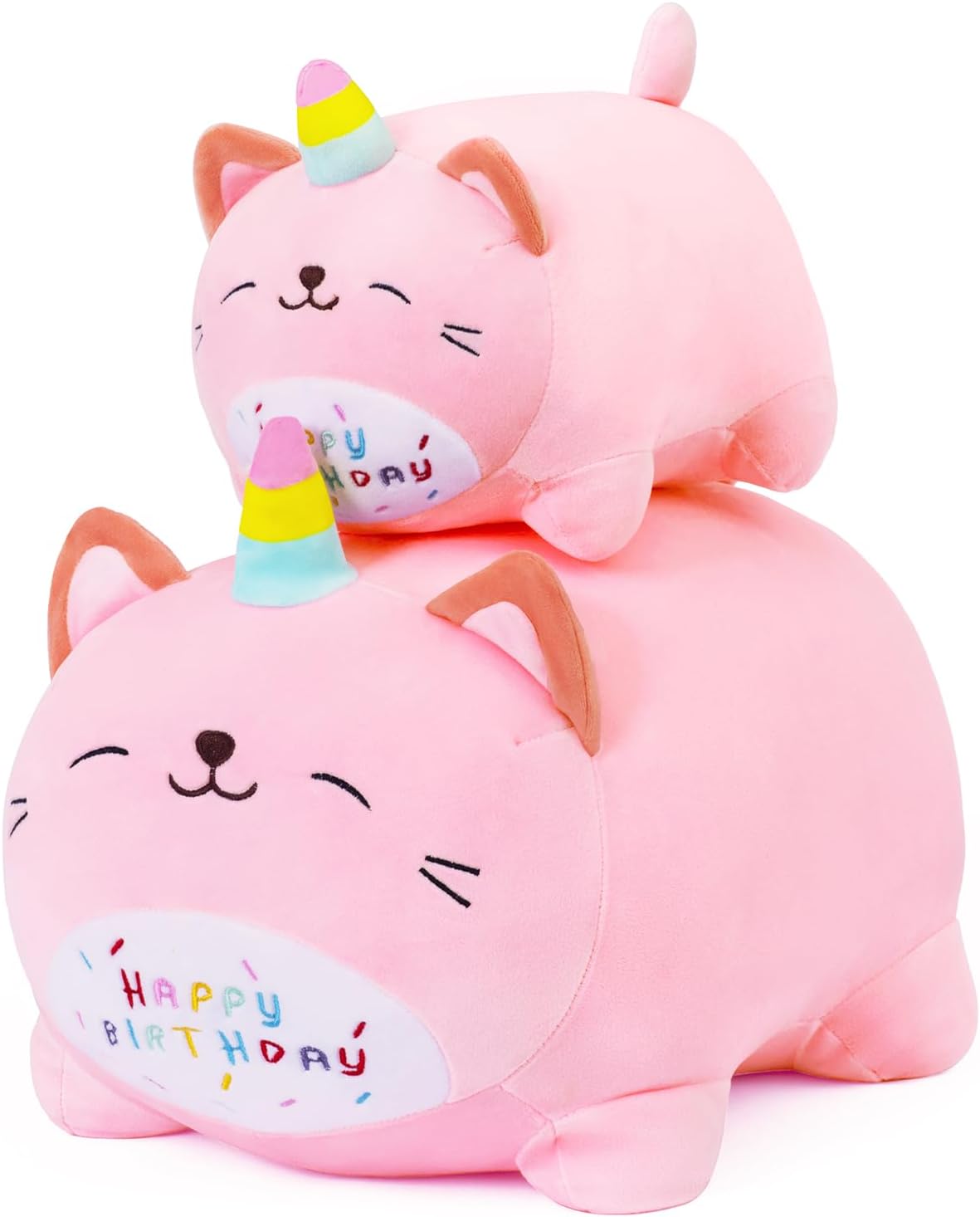 Kawaii Happy Birthday Unicorn Plush Pillow for Kids 25cm