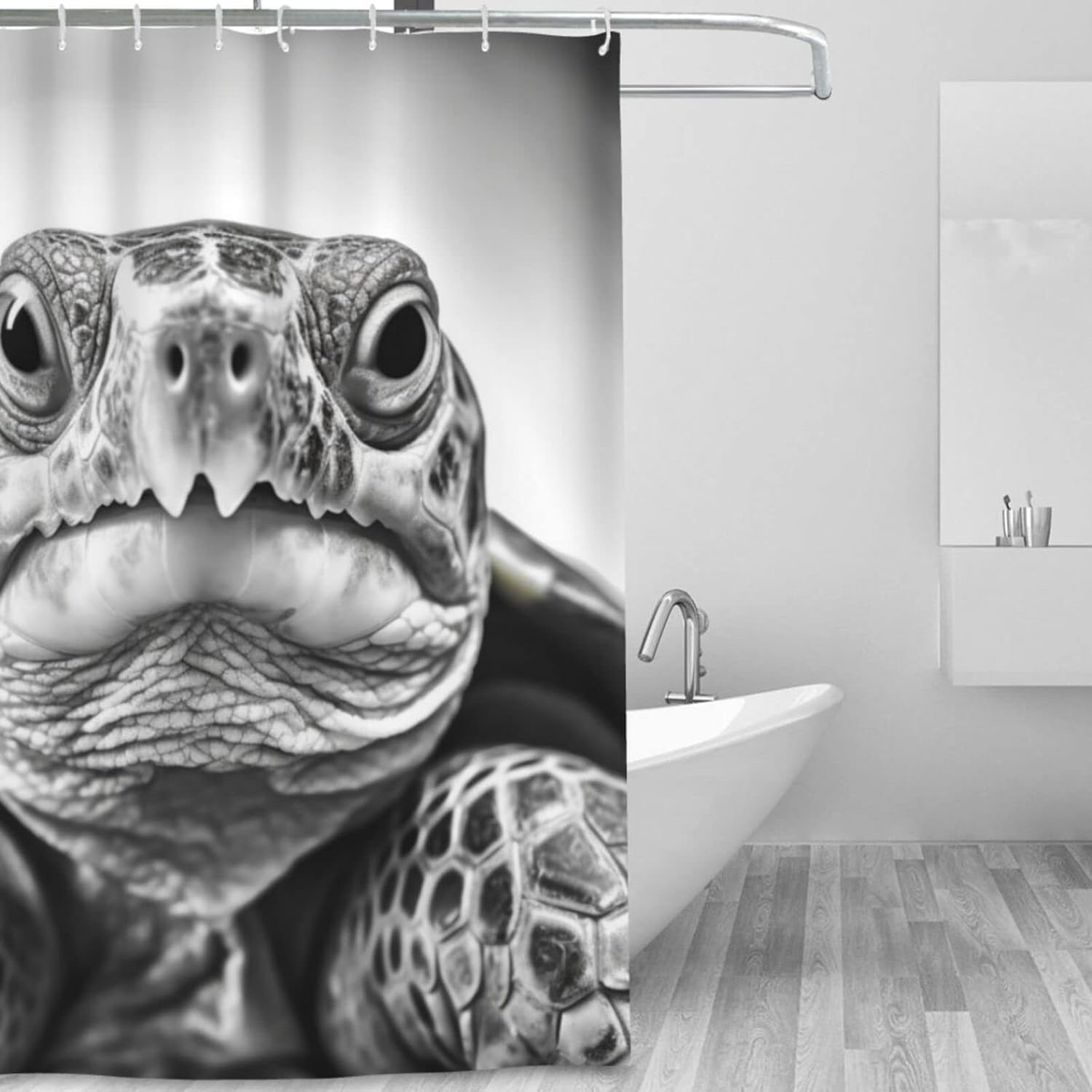 TIFAIR Turtle Animal shower curtain set Boho black white theme waterproof 72x72