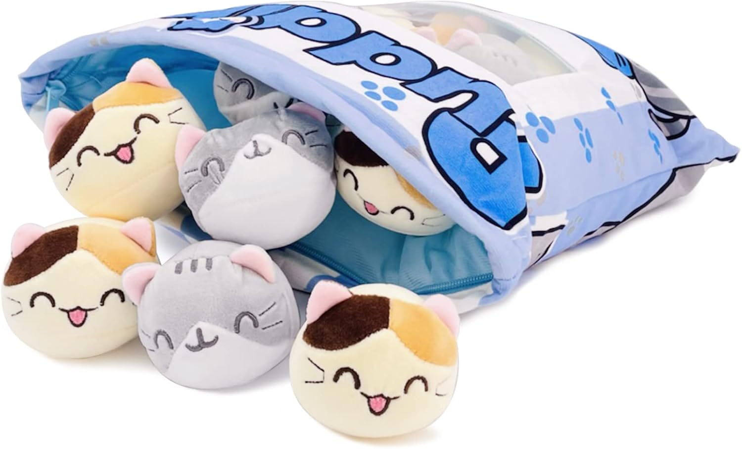 Cute Plush Pillow with 8 Kitten Toys for Girls