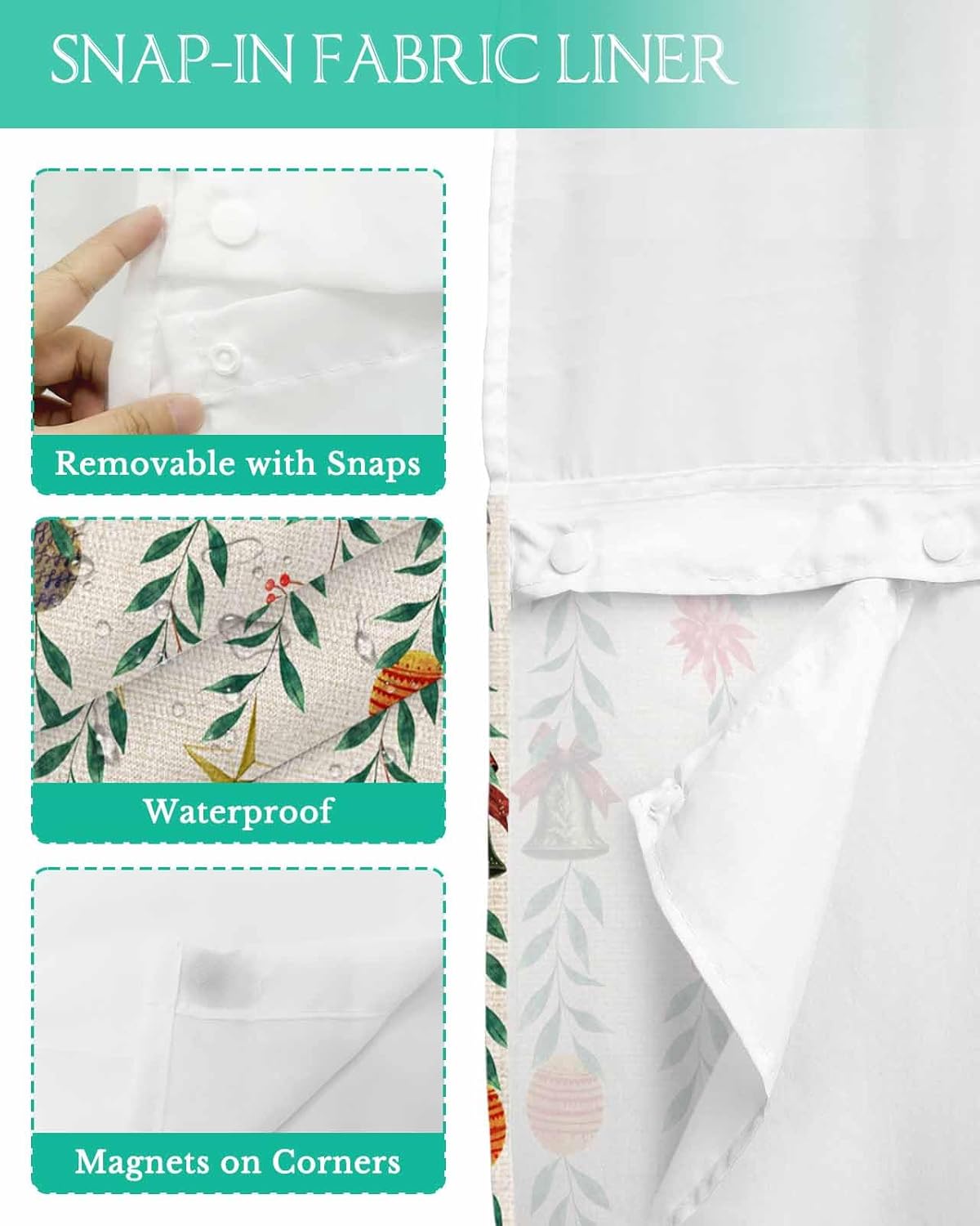holiday home winter bathroom shower curtain set with see through top 72x72
