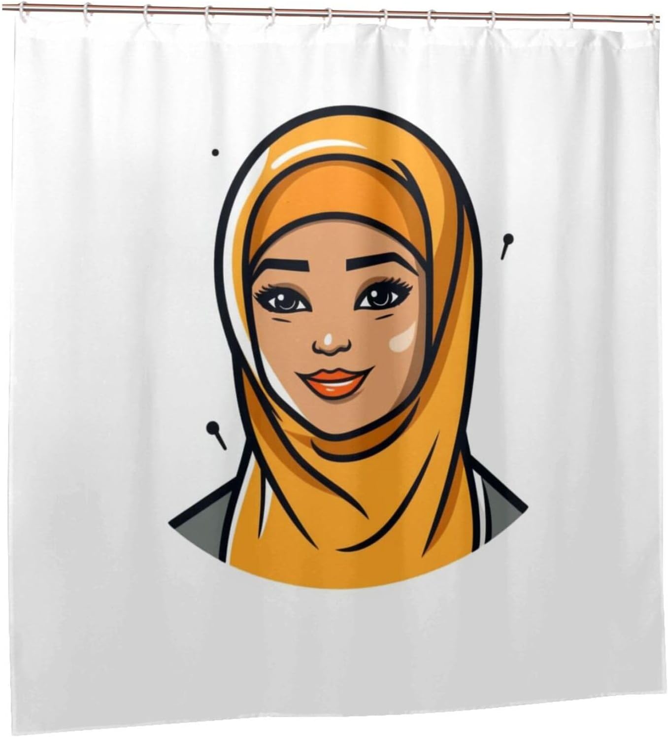 Cartoon Girl Boho Minimalistic shower curtain set