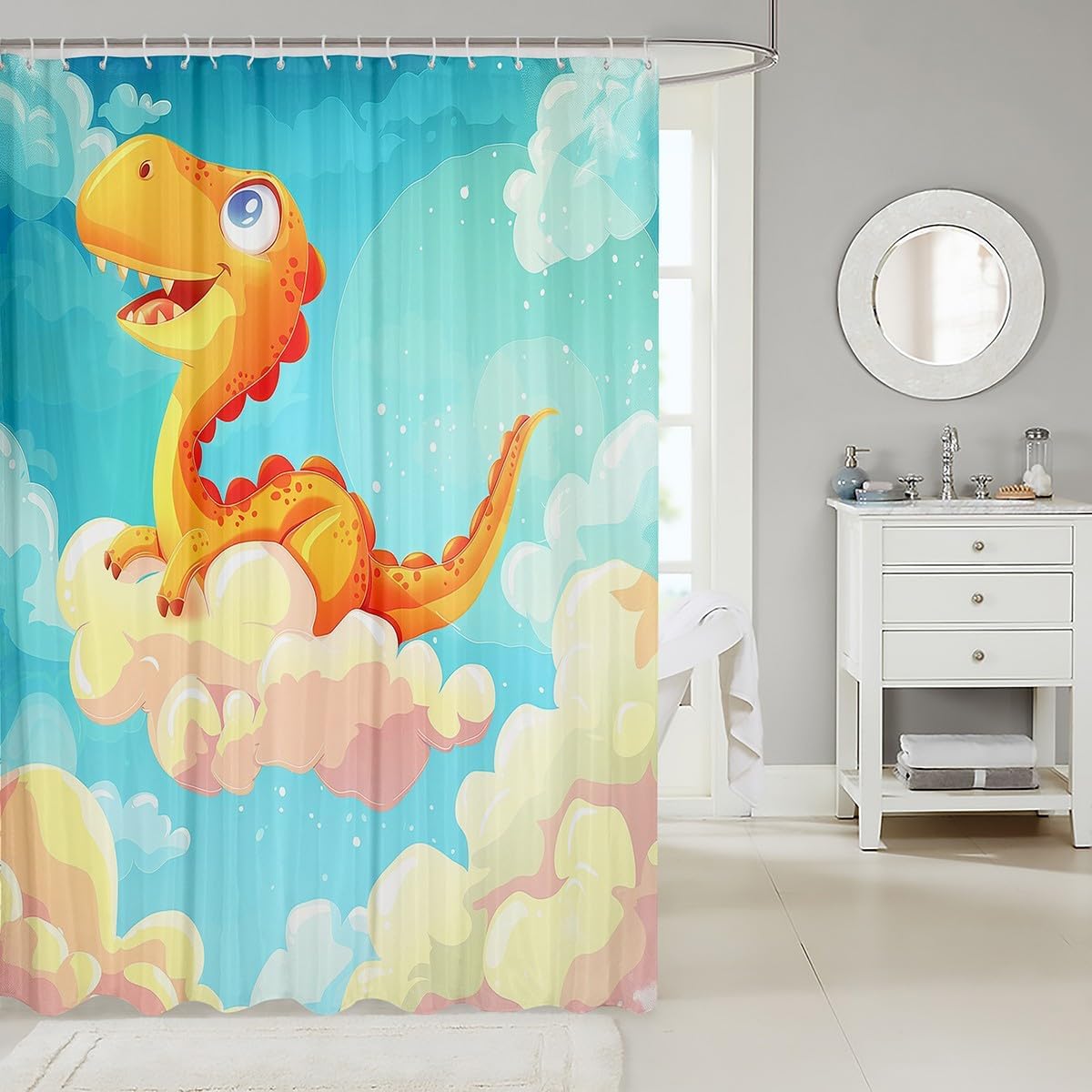 Fun Dinosaur Bath Curtain Set Dino Idea for Kids