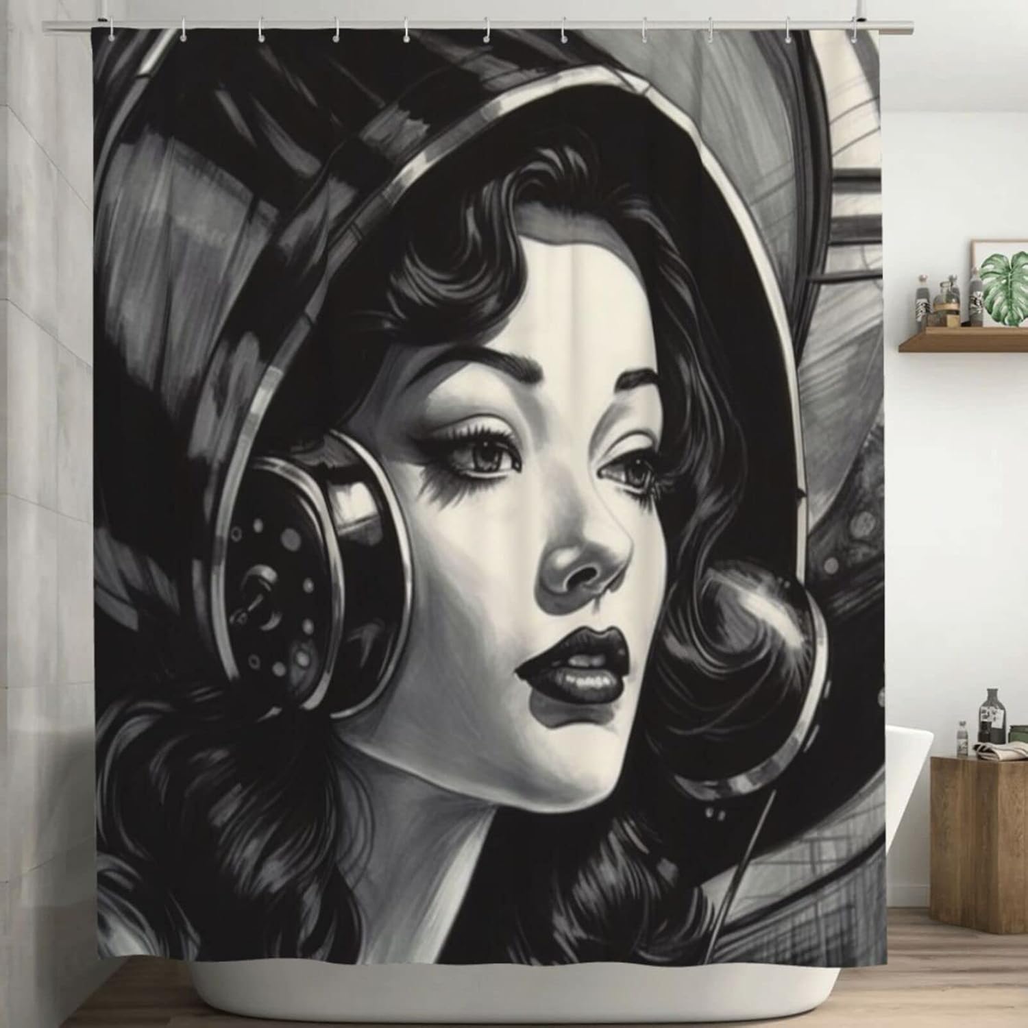 High-Quality Retro Shower Curtain Set - Waterproof with HD Printing