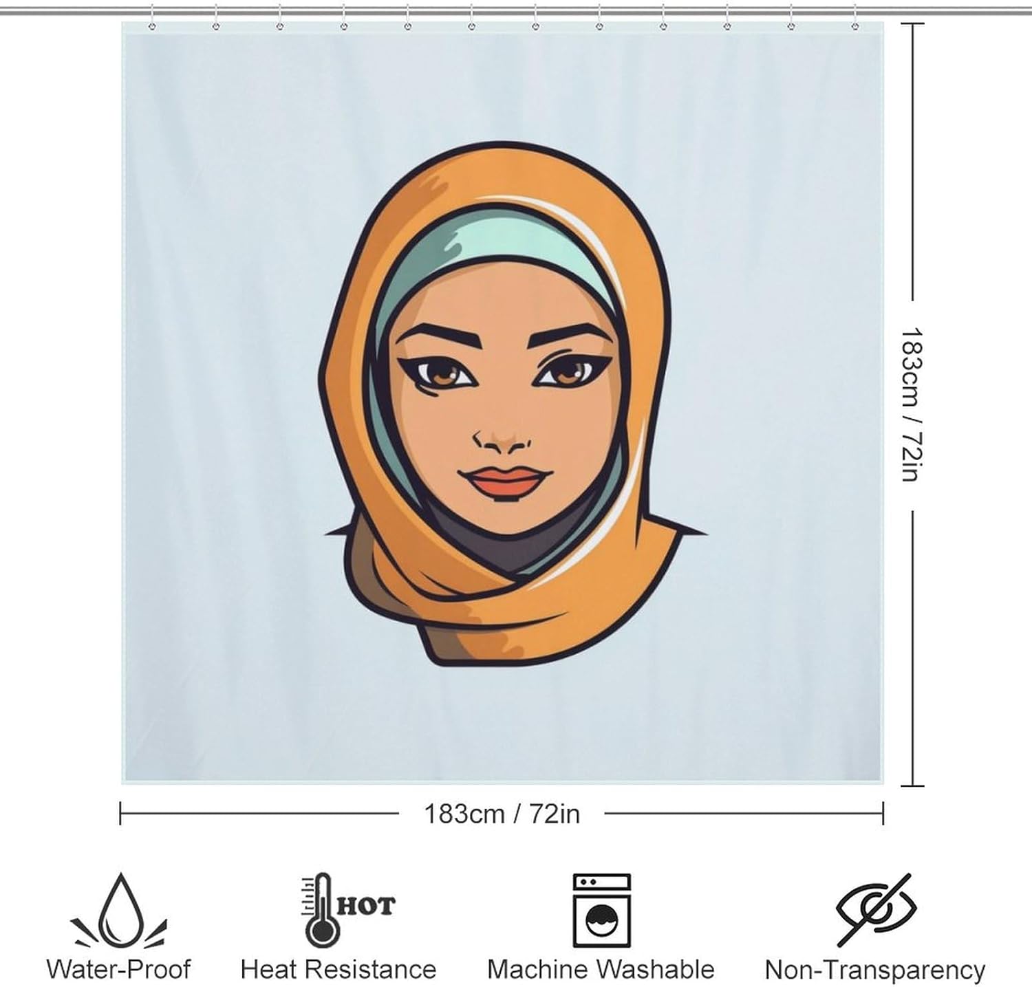 Cartoon Girl Minimalism Boho Shower Curtain Set