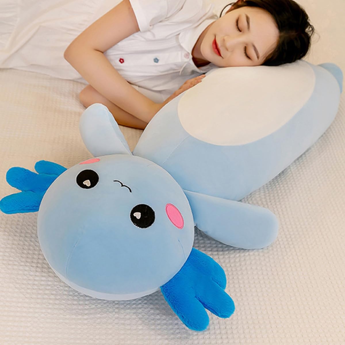 Long Axolotl Plush Pillow - Blue