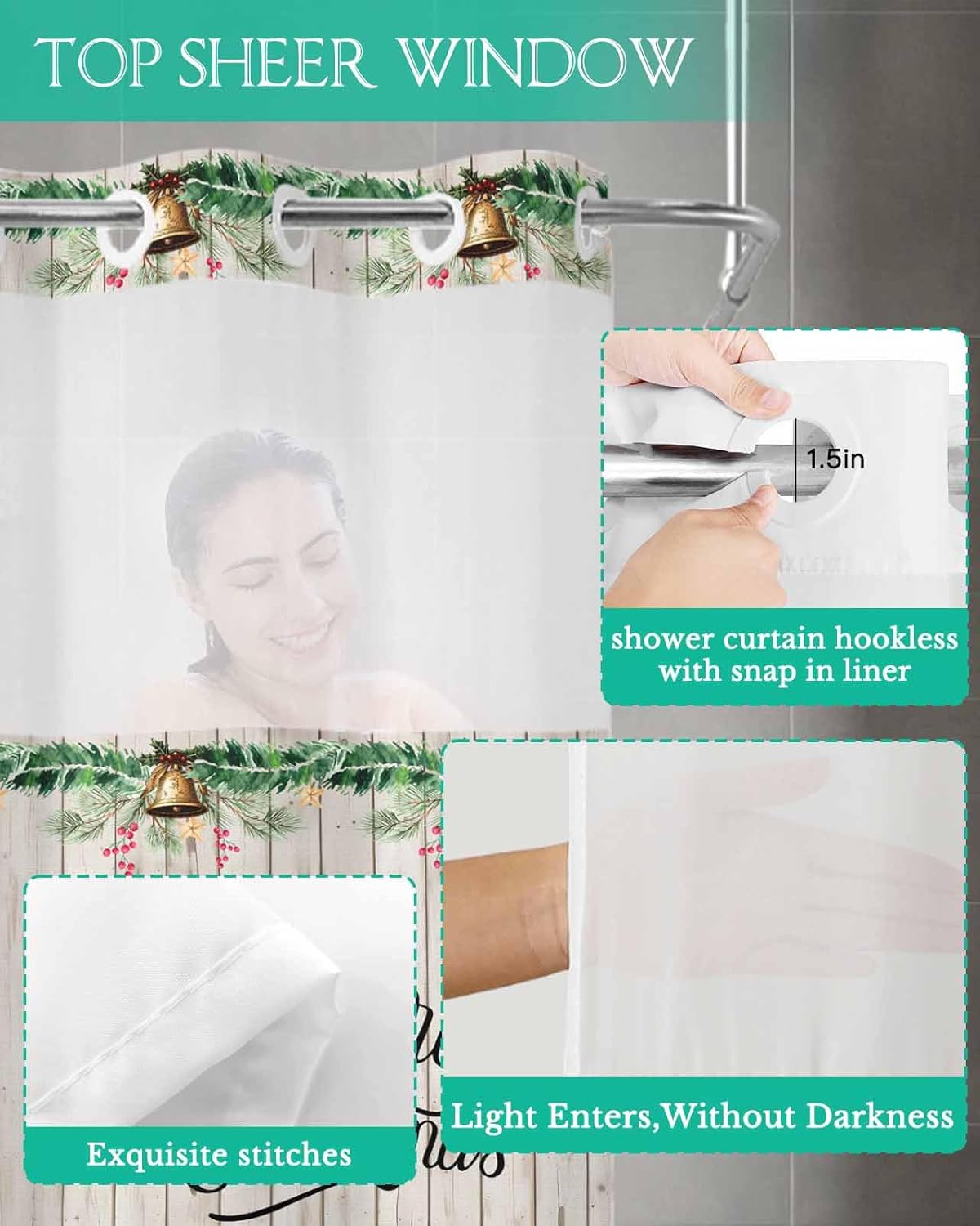 Waterproof Bath curtains with snap-in liner by TocaHome