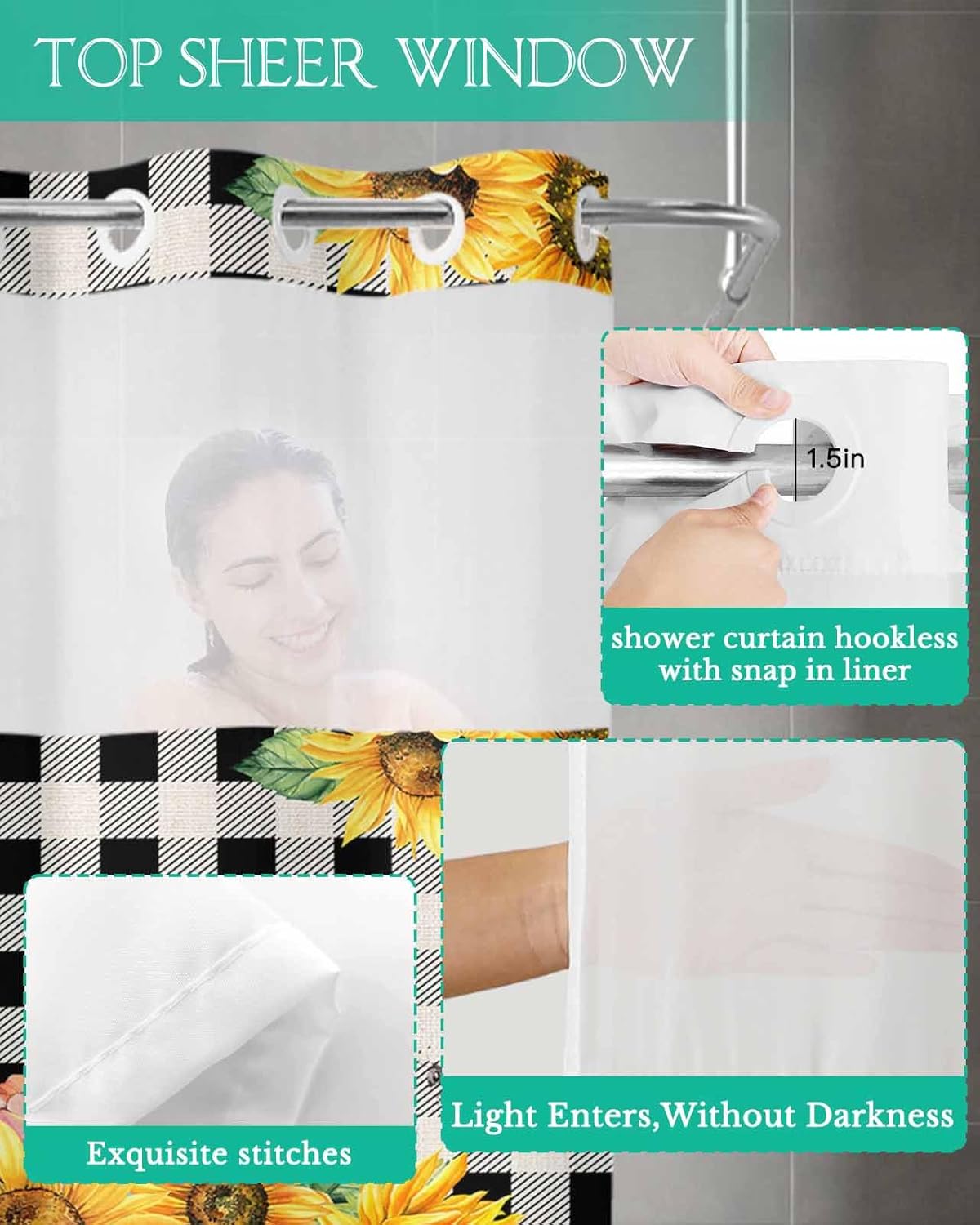 Stunning Bathroom shower curtains Red Truck Pull Sunflowers Waterproof Unique Design
