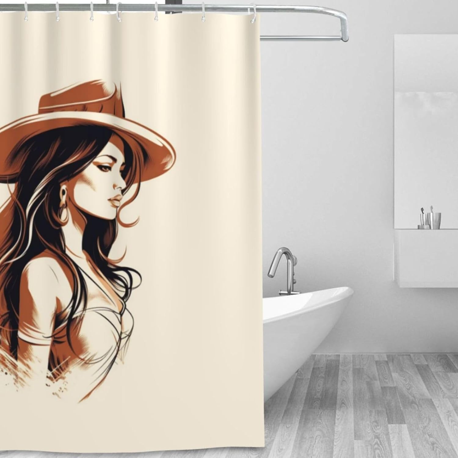 TIYAANDSY Cowboy Girl Shower Curtain Set