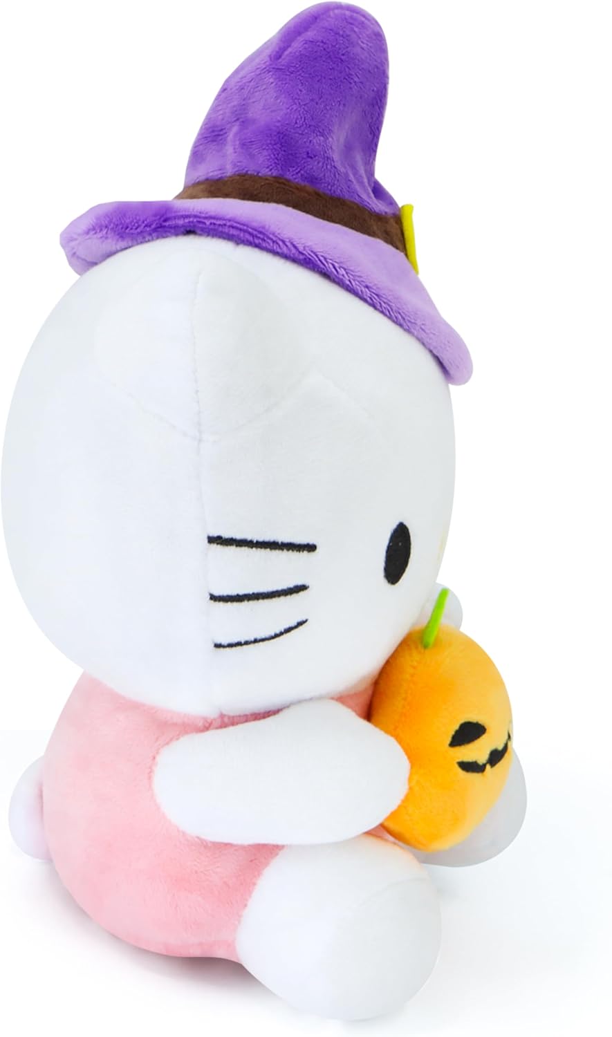 Spooky Halloween Cat Plush with Pumpkin Witch Hat