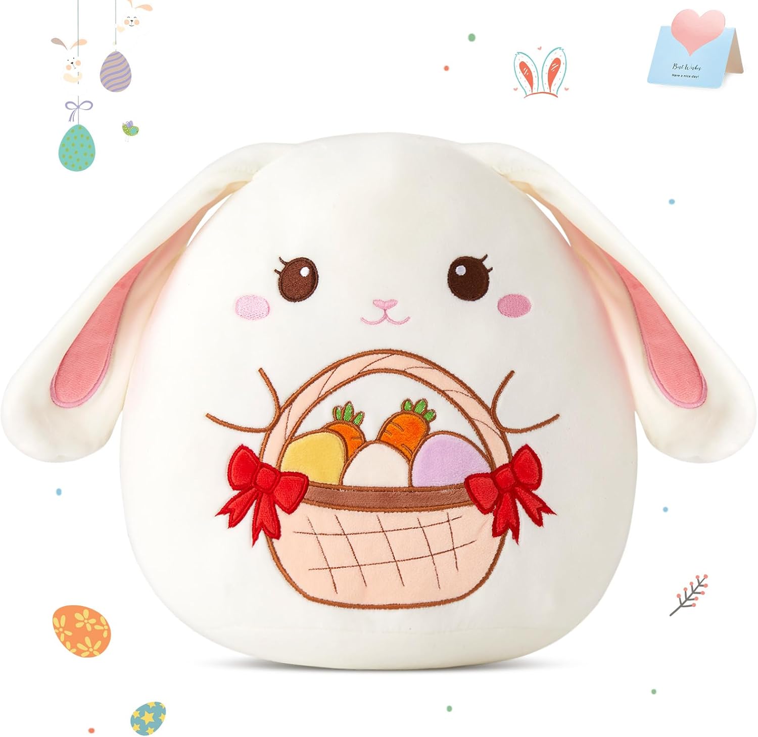 Cute bunny plush pillow for kids 12-inch soft cozy Easter gift