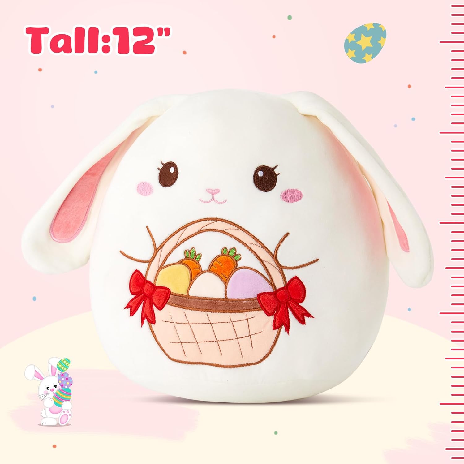 Cute bunny plush pillow for kids 12-inch soft cozy Easter gift