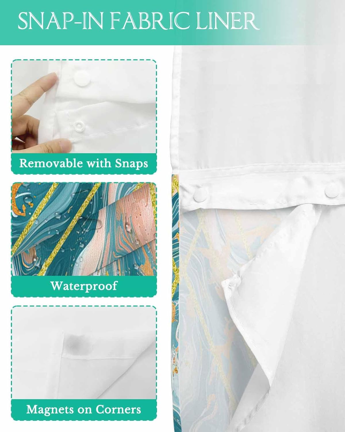 Stylish No-Hook Shower Curtain with Water-resistant Design
