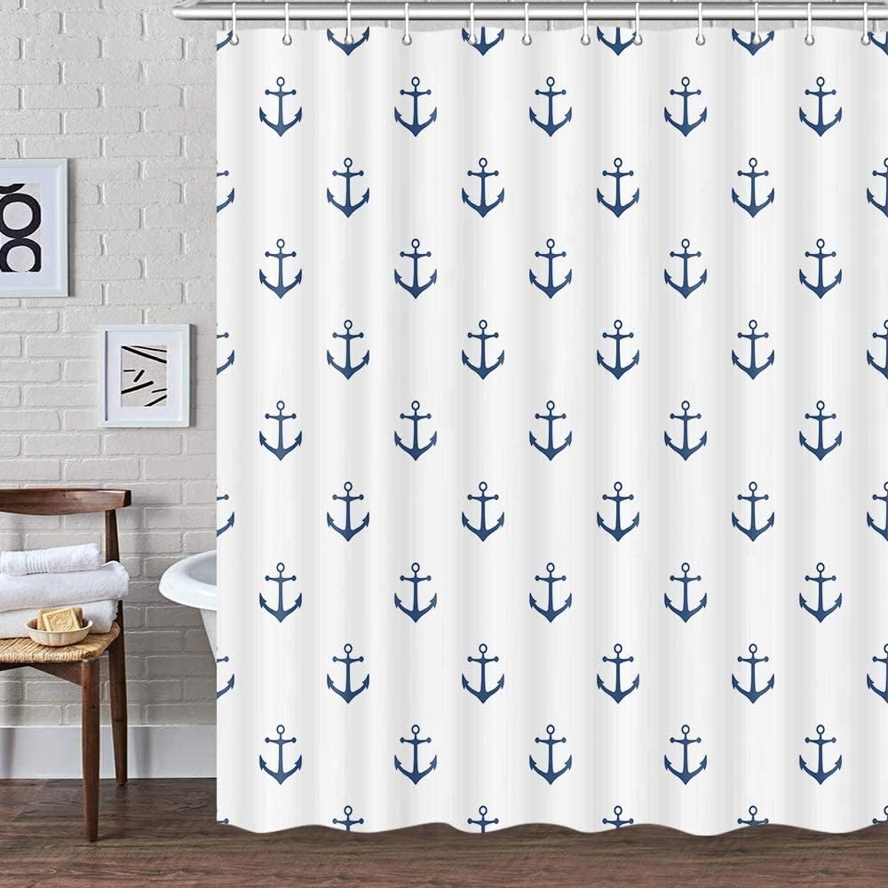 DYNH Nautical Anchor Long Shower Curtain Set