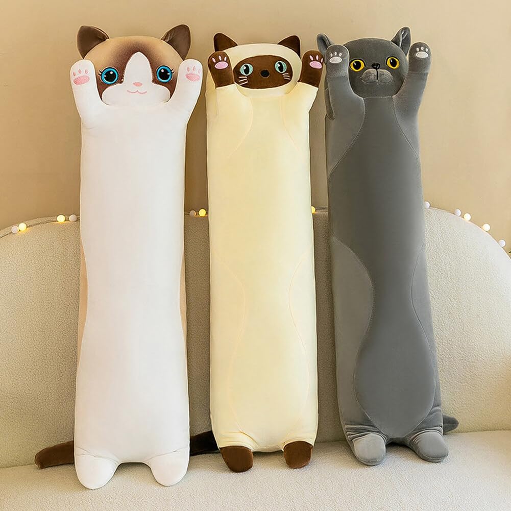 Long Cat Plush Pillow 275-inch for Relaxation and Reading